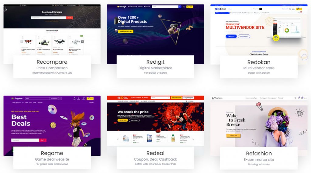 Các mẫu giao diện website của theme ReHub cực đẹp và nhiều chức năng hay