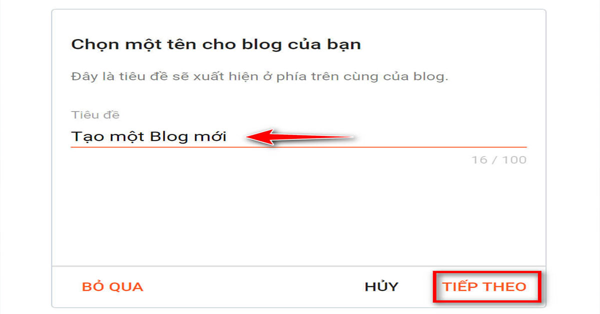 Đặt tên cho Blog của bạn
